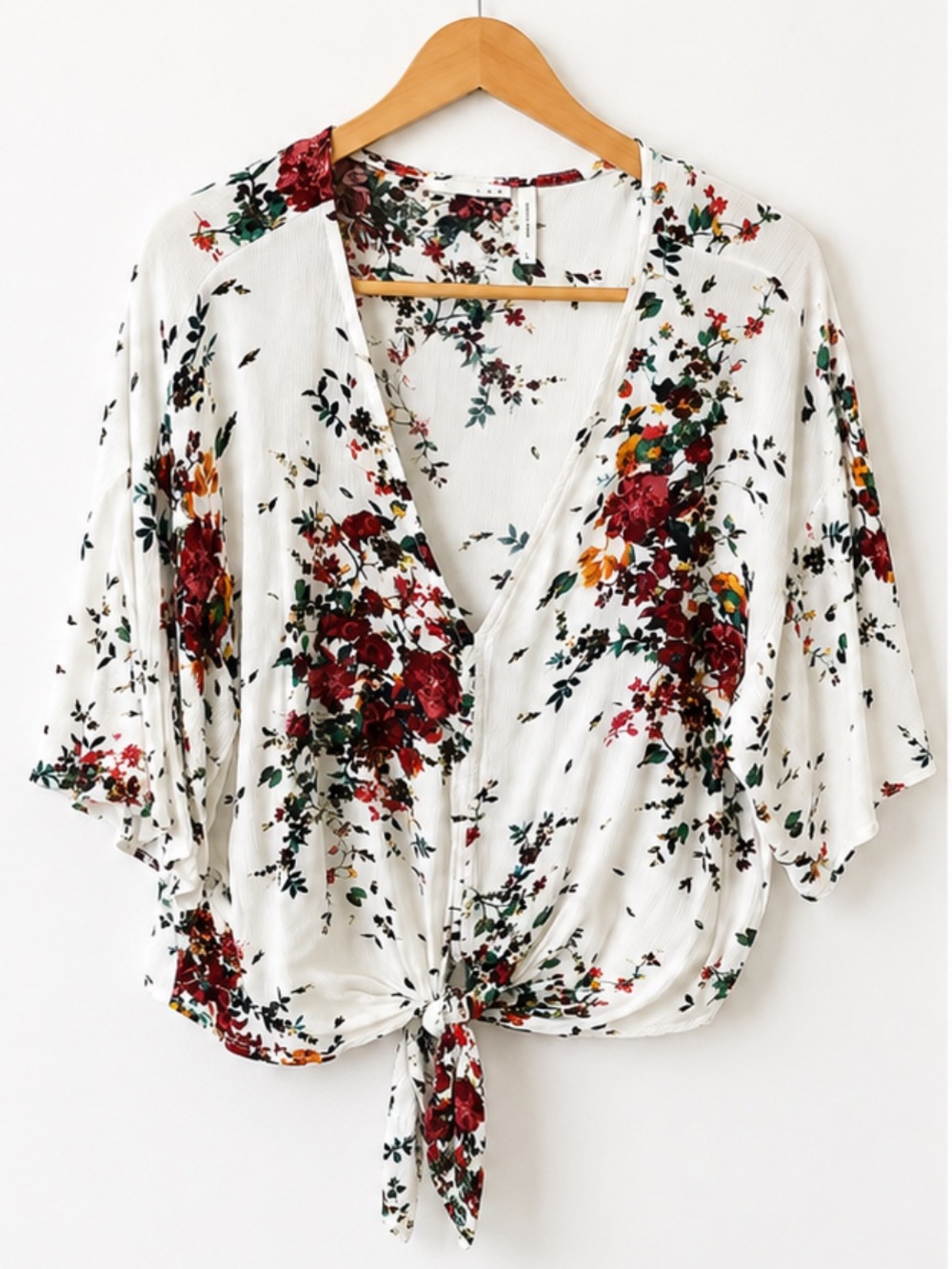 LUQ Floral Tie-Front Blouse – Size L